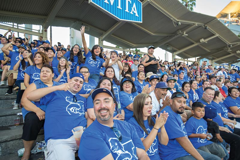 CI alumni and students in the stands at Dodger Stadium.