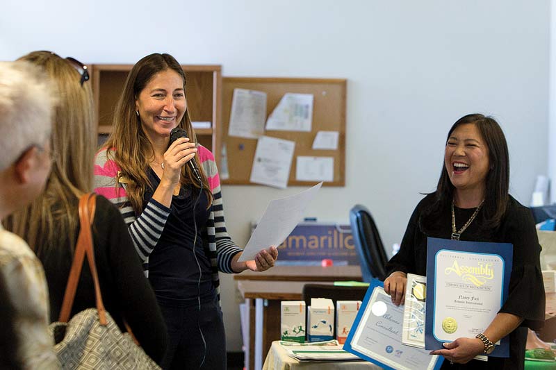 Tania Garcia recognizing Camarillo Chamber members