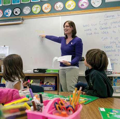 Heather Gout co-teaches a class of kindergarten and first-grade students at University Preparatory Charter School.