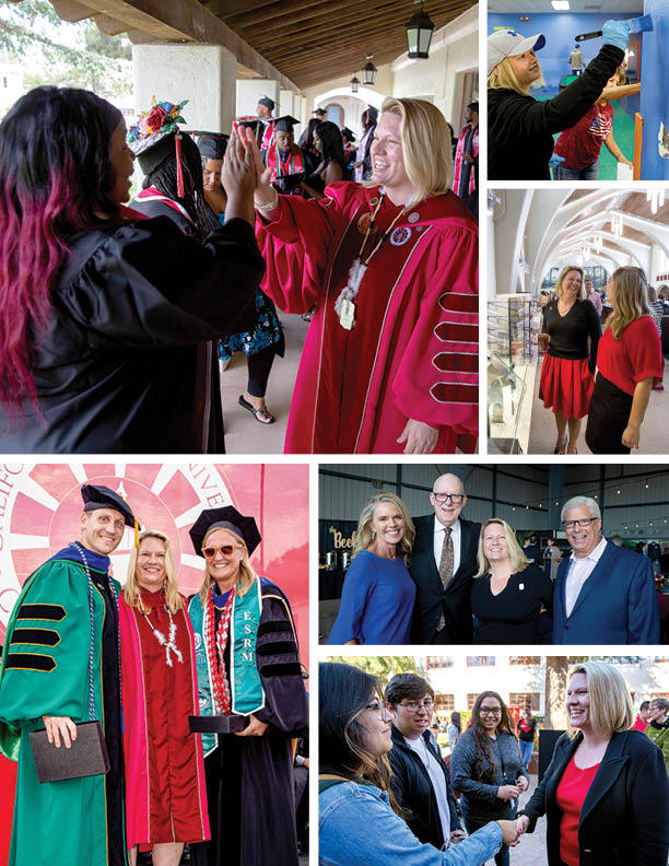 President Beck with students, staff, donors, faculty