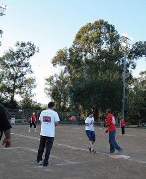 Corporate games kickball game