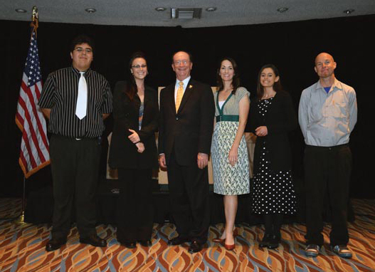 Scholarship recipients with President Rush