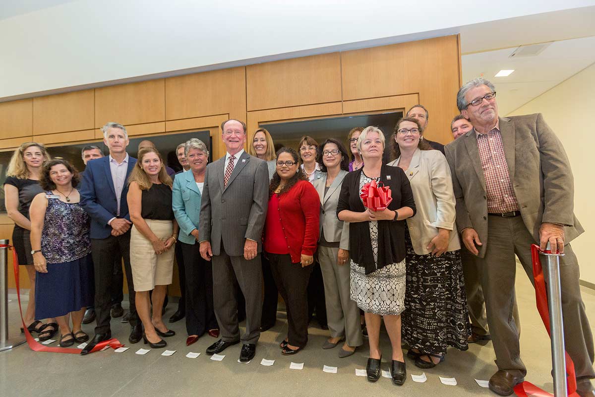 Ribbon-cutting ceremony at the opening of Sierra Hall in 2015.