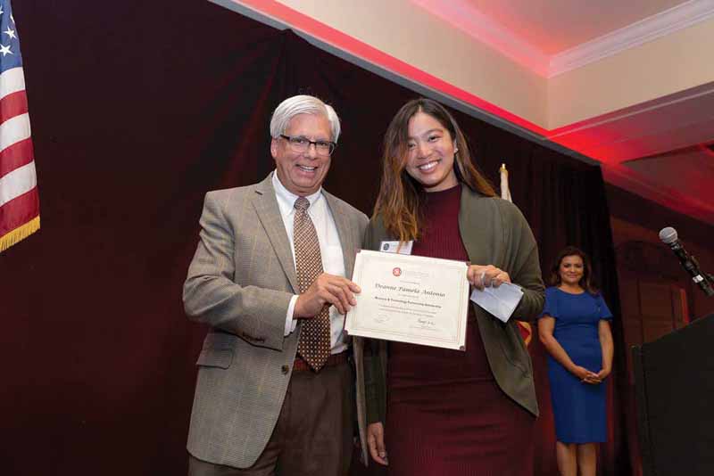 George Leis and scholarship awardee Deanne Antonio