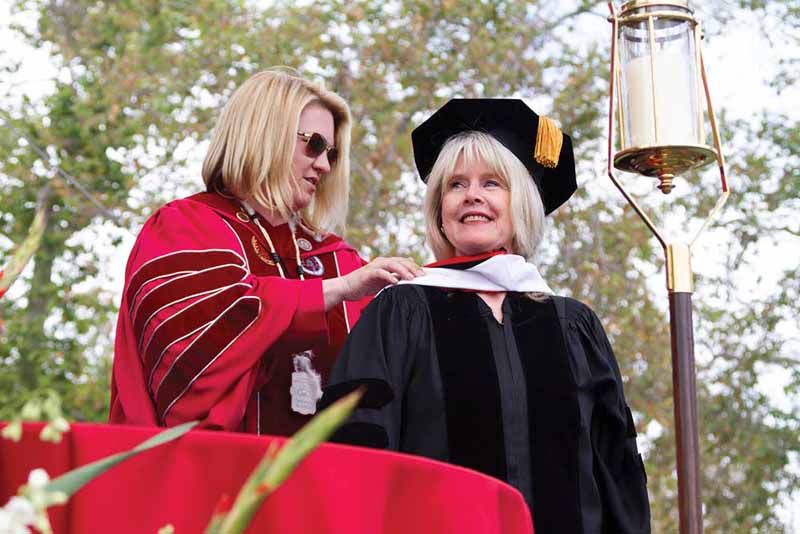 Former U.S. second lady Tipper Gore receives an honorary doctorate.