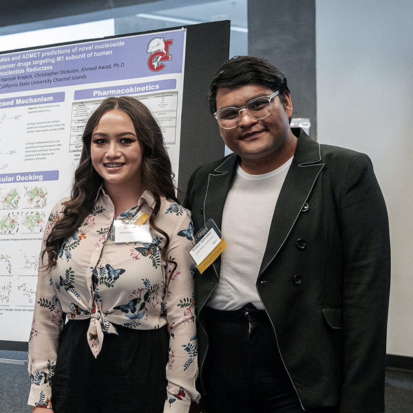 Chemistry students displaying their research