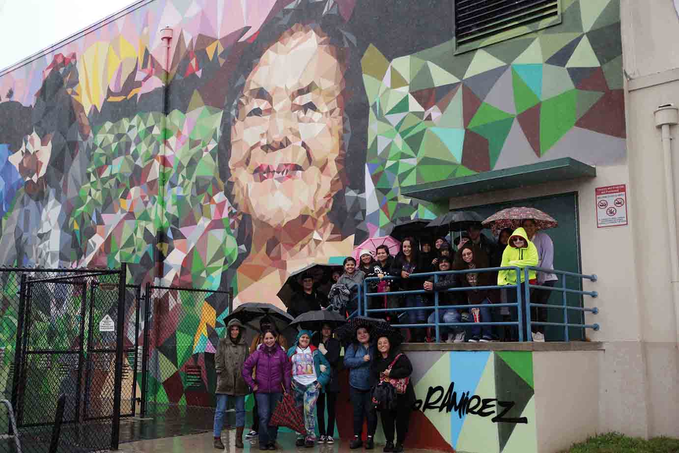 A student-organized bus tour included a stop at a Dolores Huerta mural in Ventura A student-organized bus tour included a stop at a Dolores Huerta mural in Ventura