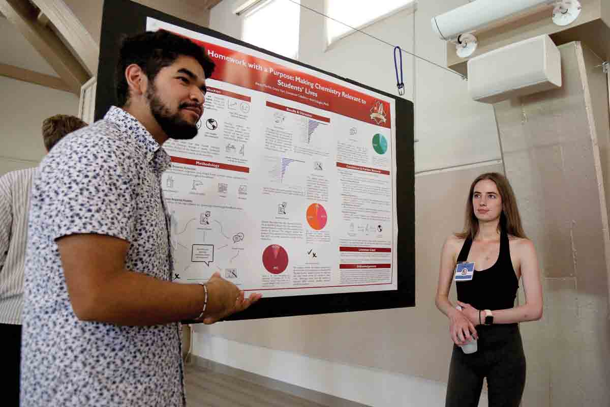 Student research in science, technology, engineering and mathematics earned CSUCI designations of leadership. Above: CSUCI students relate Chemistry to everyday life.
