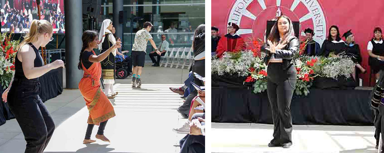 Students Maddy Hitchcock and Avantika Kannan participate in the “Tapestry of Dance” and student Kortni Godsey dances