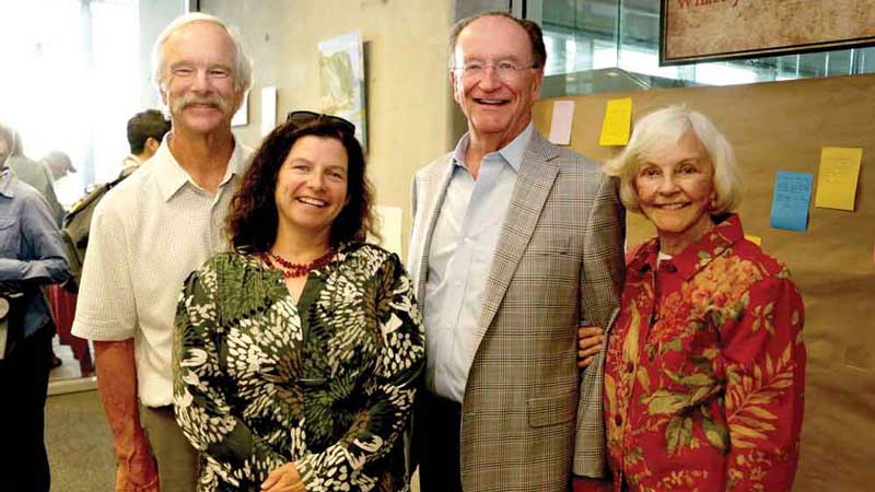 John Broome Jr., Professor of Anthropology Colleen Delaney,   CSUCI President Emeritus Richard Rush, and Linda Dullam  