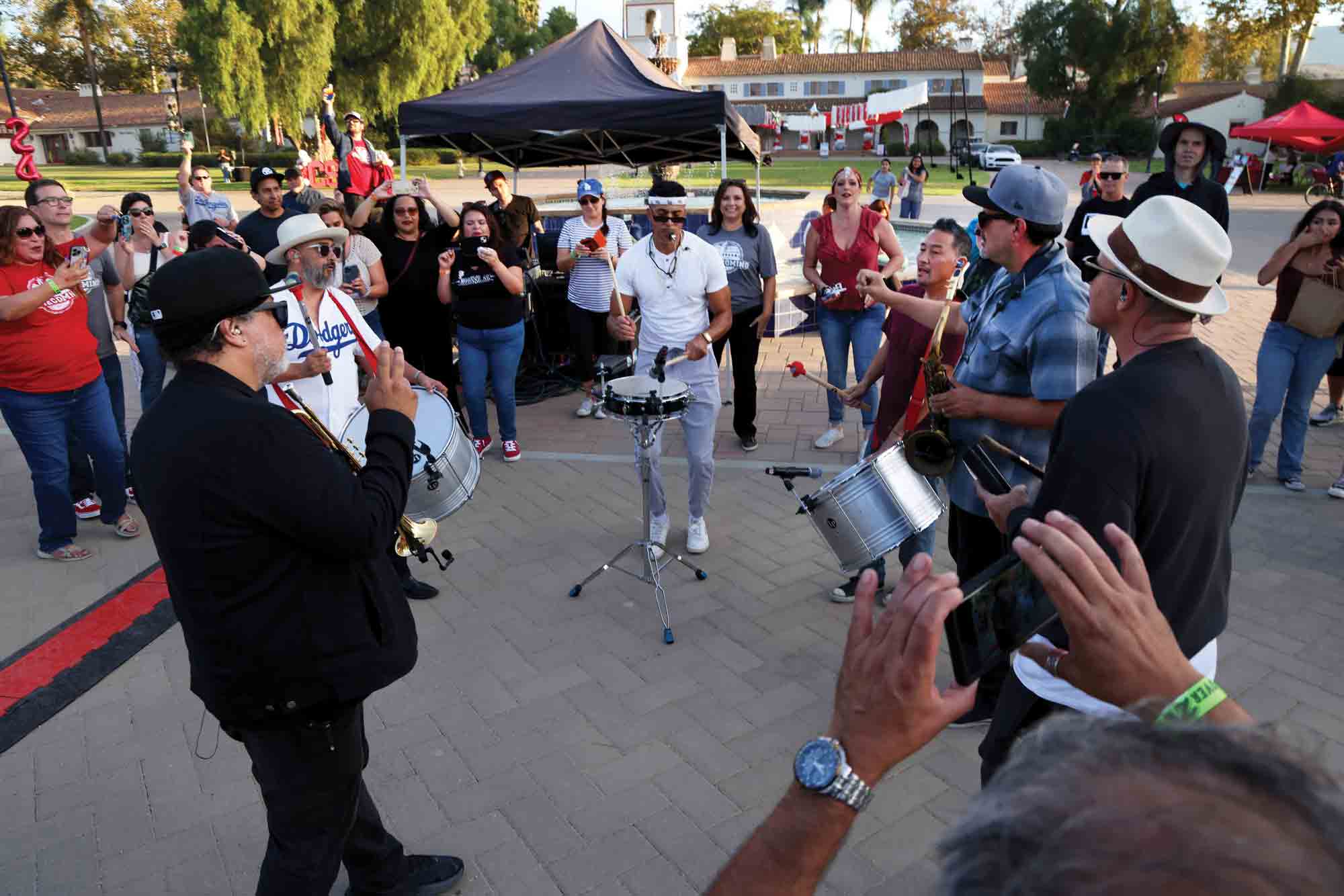 Musicians at the homecoming street fair.