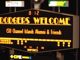 Dodger score board Welcoming CSU Channel Islands Alumni and Friends