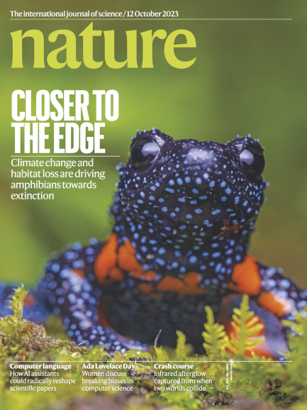 Nature magazine cover with amphibian on the cover