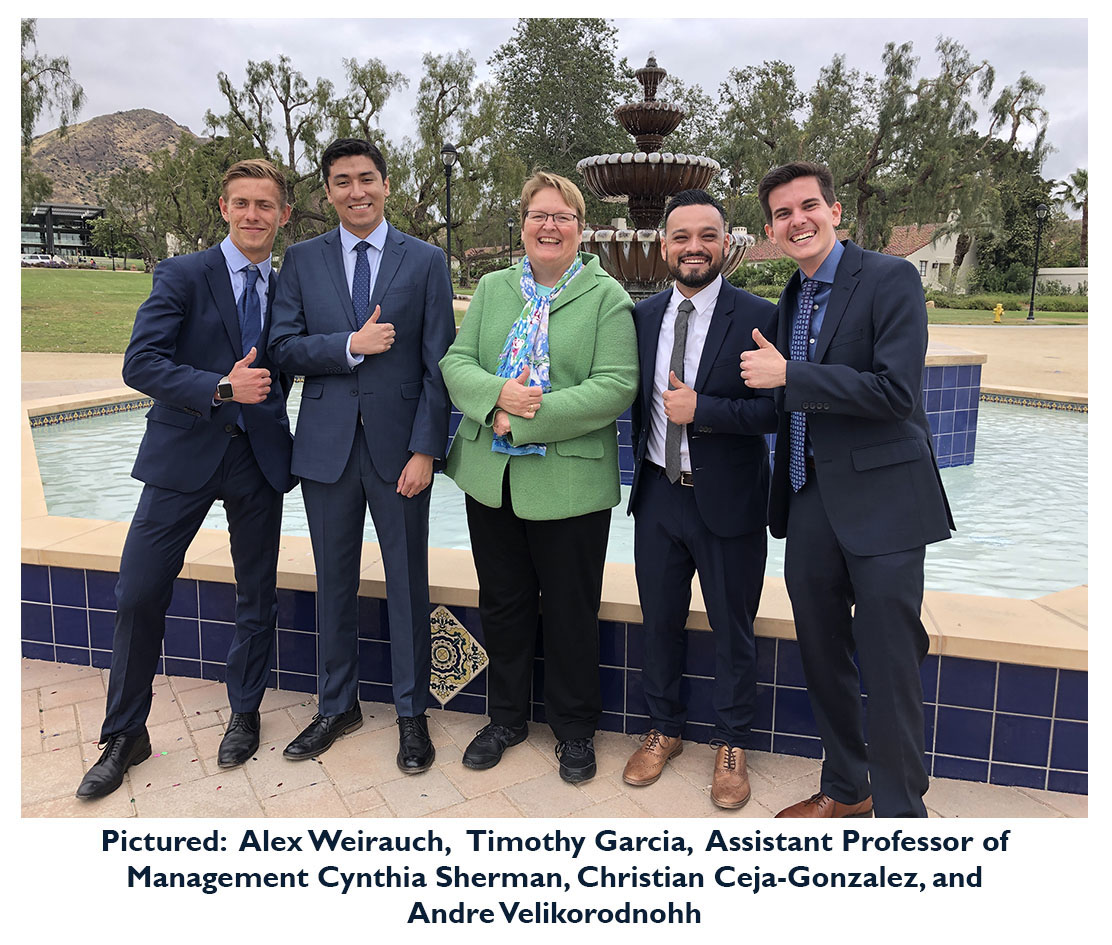 Alex Weirauch, Timothy Garica, Professor Cynthia Sherman, Christian Ceja-Gonzalez, and Andre Velikorodnohh