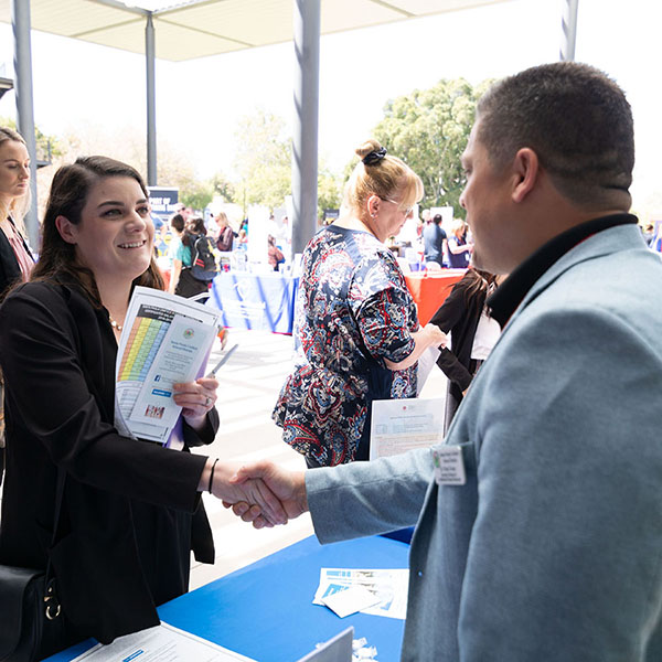 Students, alumni and employers network at a Career & Intern Fair.