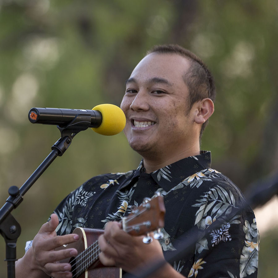 A musician performs.