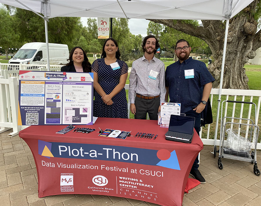 CSUCI faculty and staff tabling a booth to promote Plot-A-Thon