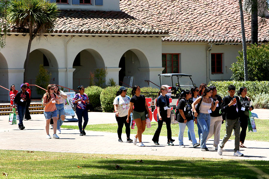students walk on campus at CSUCI