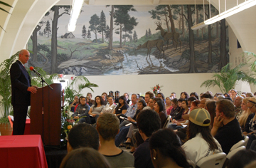 Author Gregory H. Williams speaks to the crowd at the seventh-annual Campus Reading Celebration