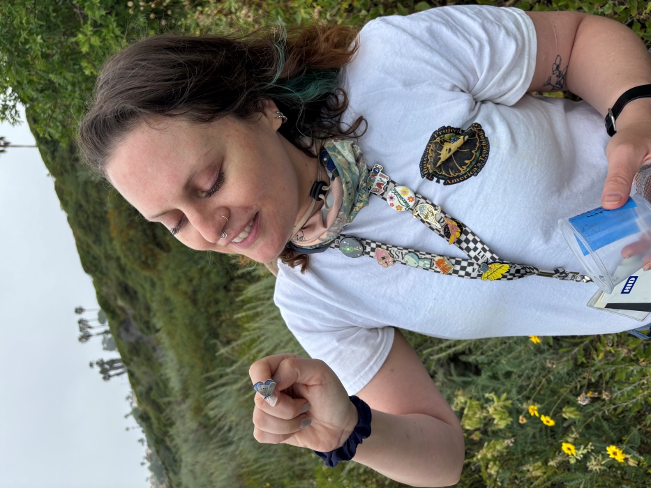 woman holding butterfly