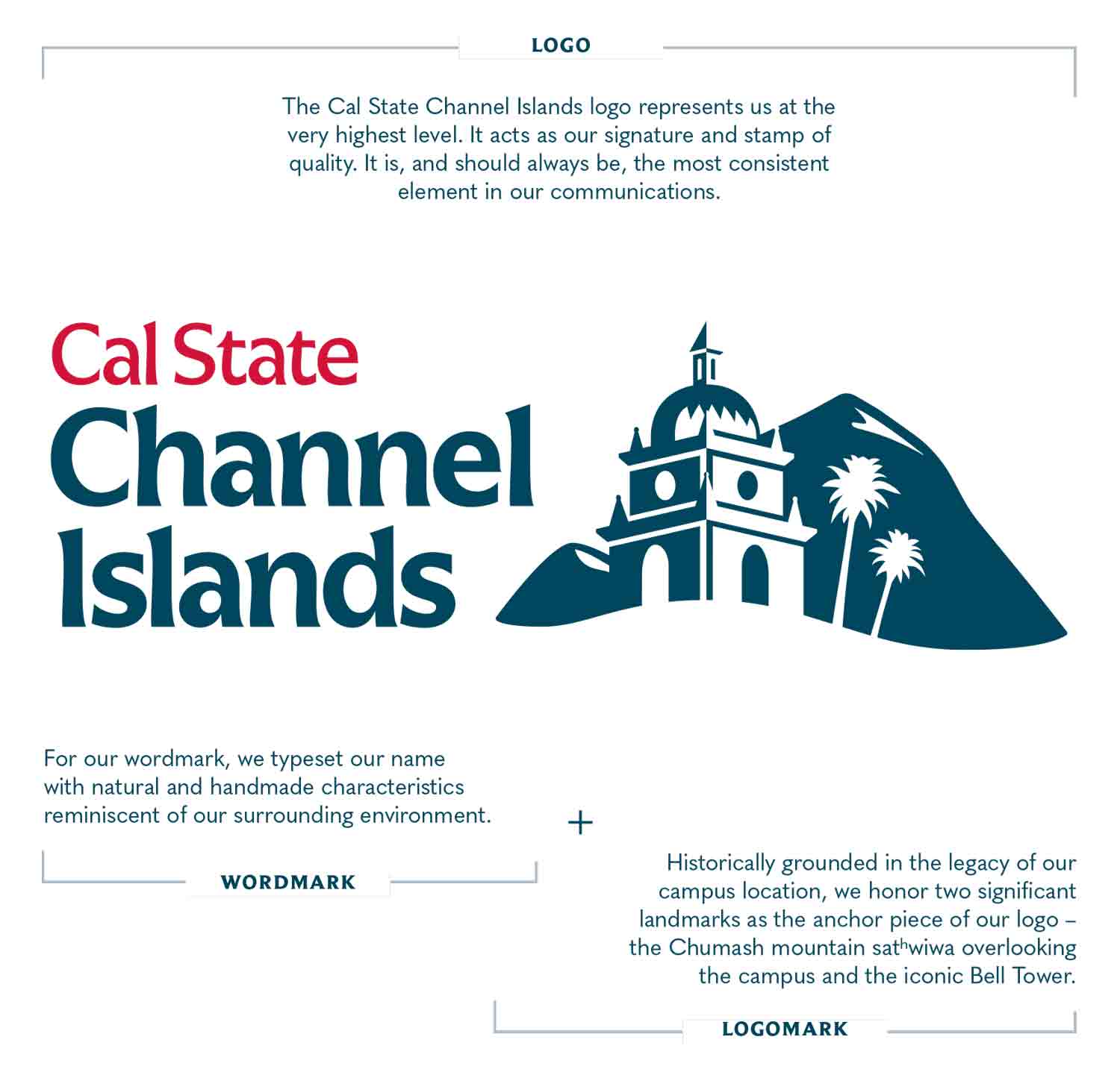 The CSUCI logo is comprised of a word mark and a logo mark