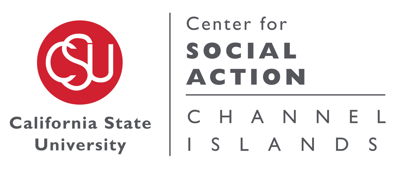 white background with red circle containing C S U and black lettering for Center for Social Action