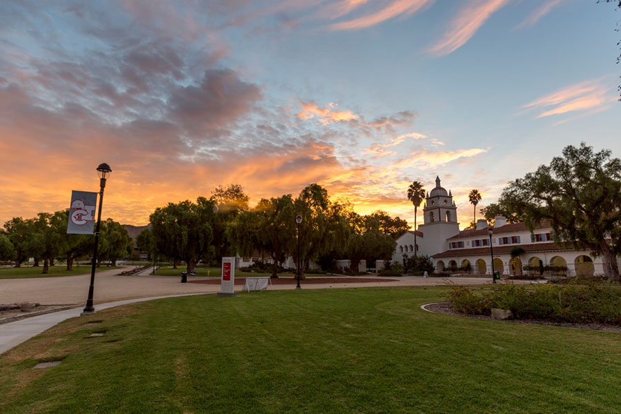 University view in sunset