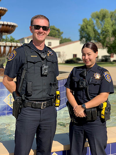 side-by-side comparison of an officer wearing a LBV vs an officer in traditional uniform