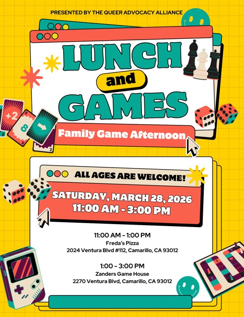 Flyer for 3/28/26 lunch & games event