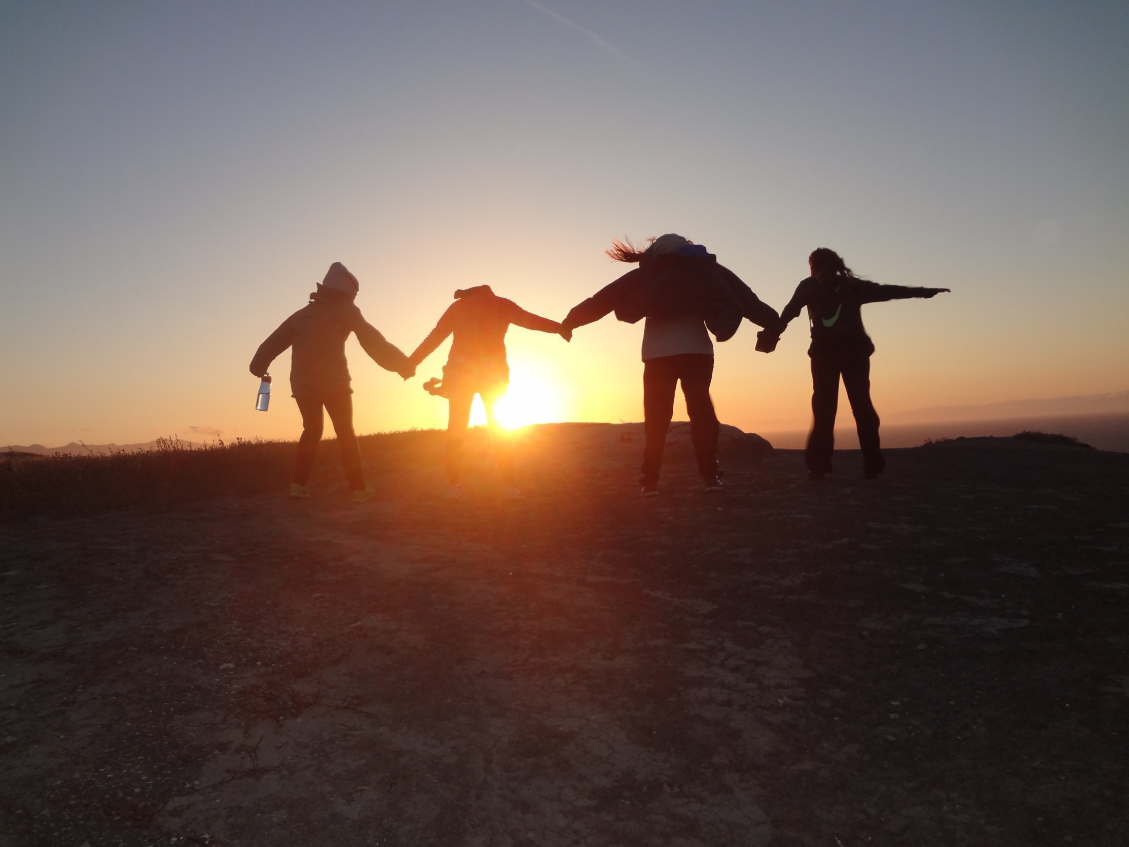 students at sunset