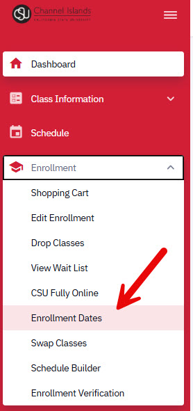 Image of Enrollment menu in CI Records