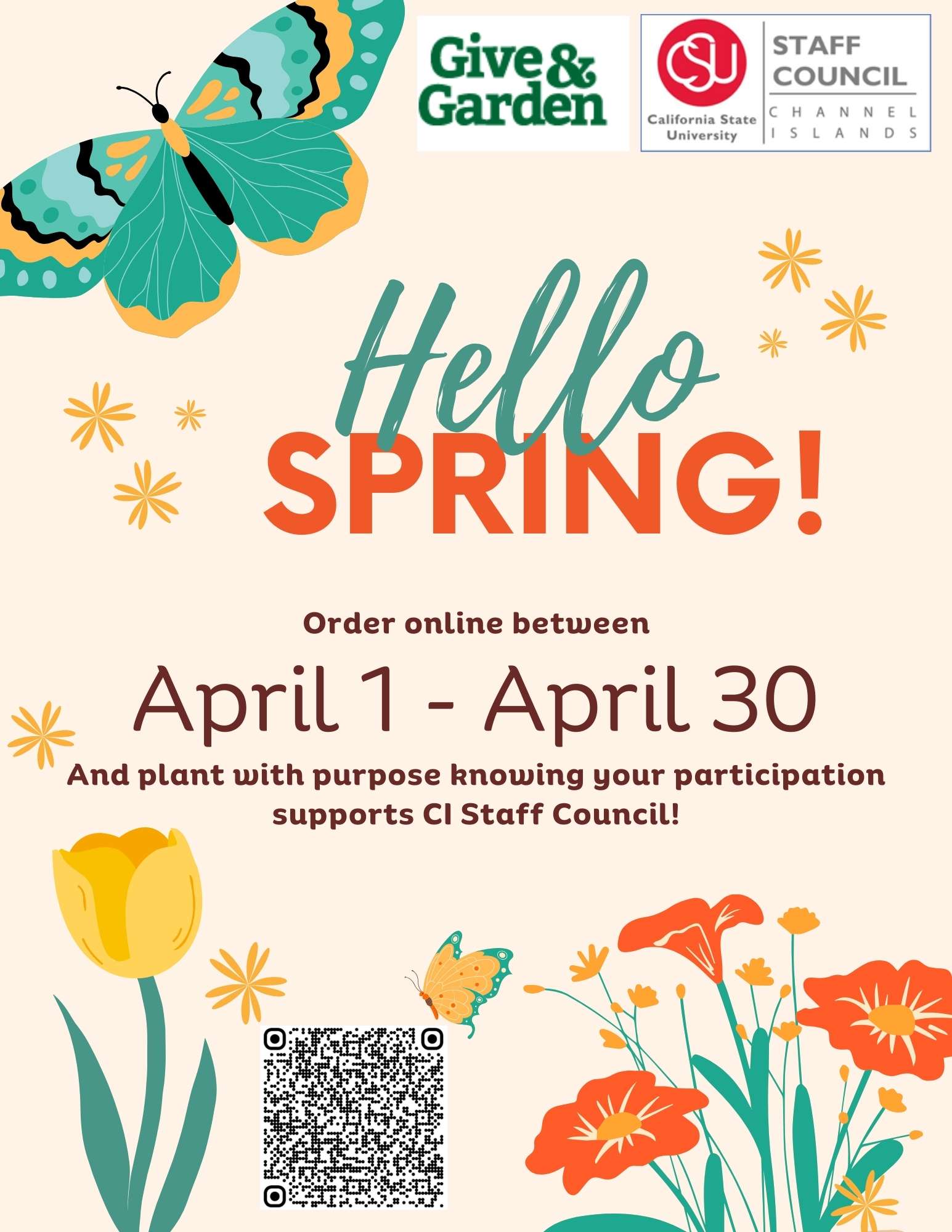 Spring 2024 Give & Garden fundraiser flyer