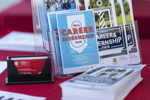 A series of documents and fliers for the career fair