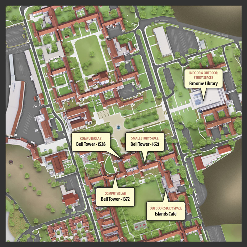 Study locations across campus