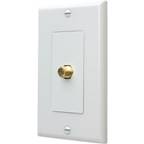 An "F" style connector in a wall plate.