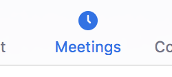 meetings tab in Zoom application