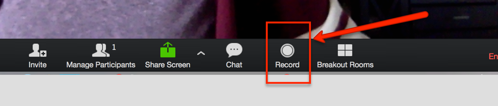 Record button in standard meeting view